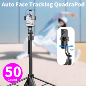 Glittax AI Smart Selfie Stick Tripod with Auto Face Tracking 50 pcs